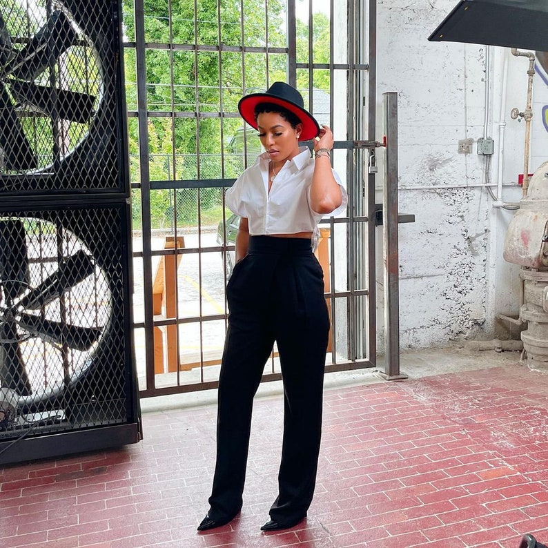 2 Tone Red Black Hat Red Bottom 