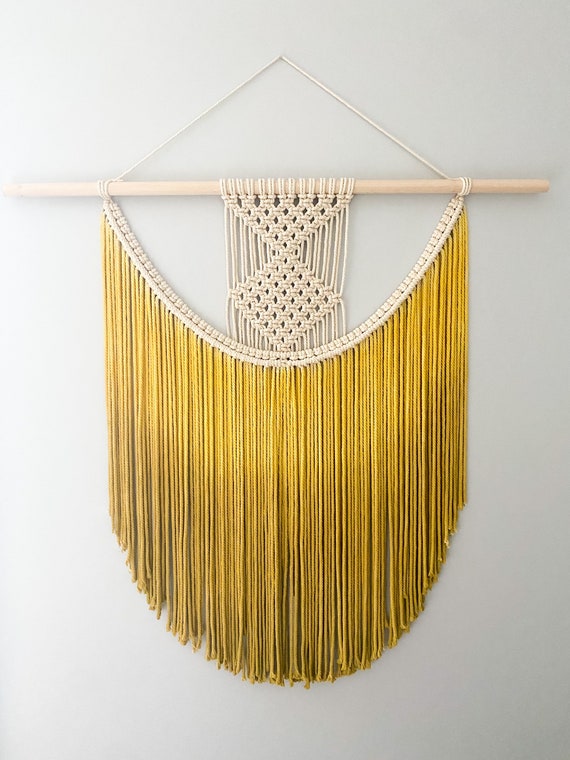 Large Macrame Walling Hanging, Dip dyed macrame wall hanging. Fiber art, boho decor. Custom Colors available!!