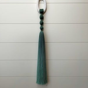 Tassel Fiber Art wall hanging. Hunter green ombré. Message me for custom colors!!