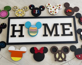 Mickey Disney Inspired interchangeable Home sign with heads