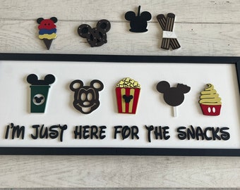 Mickey Disney Inspired interchangeable “ I’m just here for the snacks heads