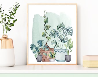 Plant Print PRINTABLE WALL ART, Rare Plants Print, Plant Poster, Gift for Plant Lover, Plant Wall Print Decor, House Plant Print, Watercolor