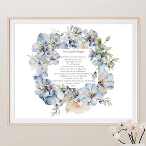 The Lord's Prayer Print, Our Father Floral Scripture, Christian PRINTABLE WALL ART, Spiritual Inspirational Decor, Bible Verse Poster, God