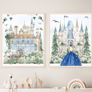 Princess Castle Watercolor Art Prints: Fairytale Nursery Decor (Digital Download)