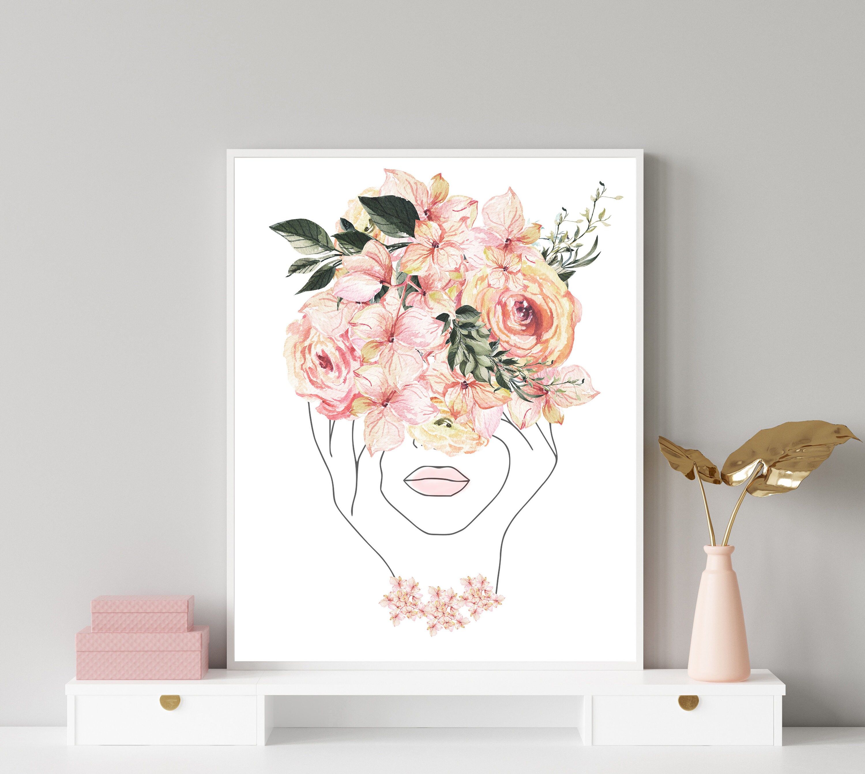Head of Flowers Flower Head Print PRINTABLE WALL ART Female Etsy UK