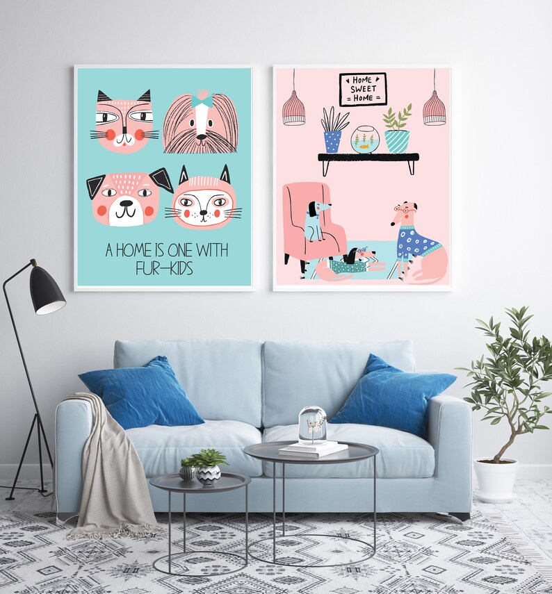 Whimsical Dog Art Pet Wall Art Pet Lover Gift PRINTABLE Etsy
