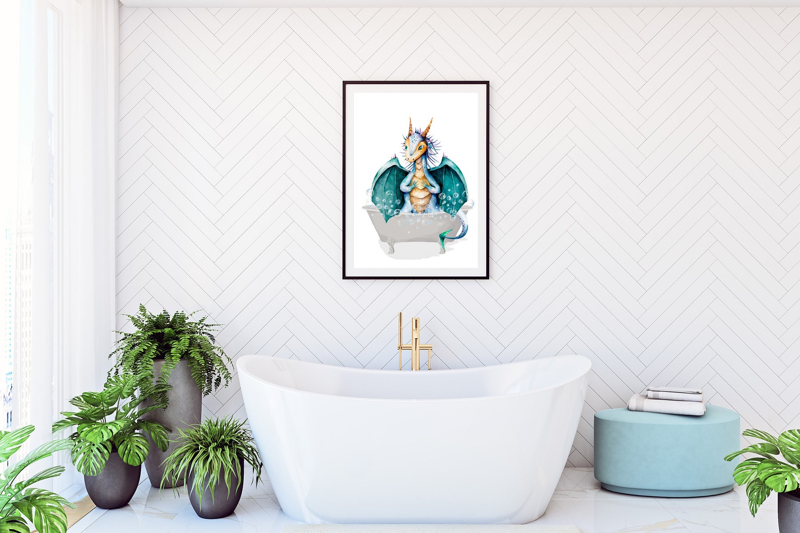 Dragon Bathtub Print Kids Bathroom PRINTABLE WALL ART Boys Etsy