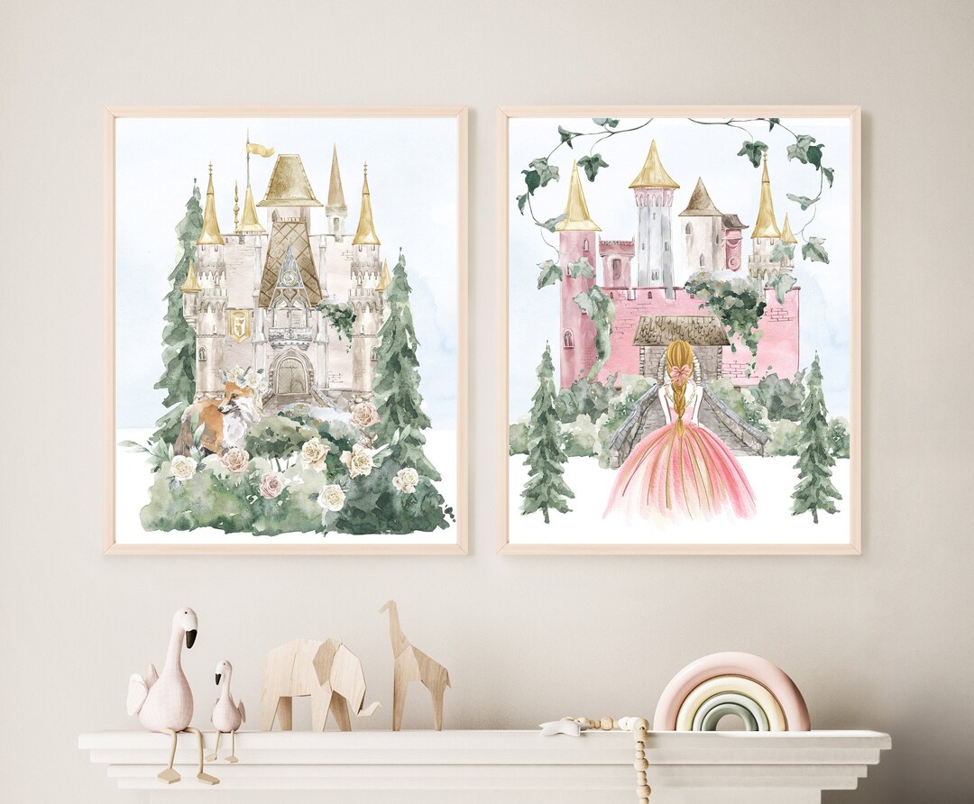 Princess Castle Wall Art, PRINTABLE WALL ART, Prints for Girls Room
