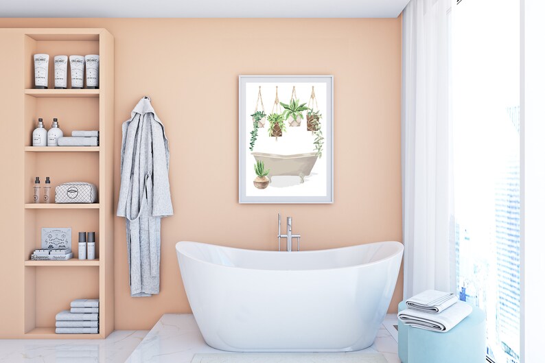 Plant Bathroom Print PRINTABLE WALL ART Bathroom Decor Bath | Etsy