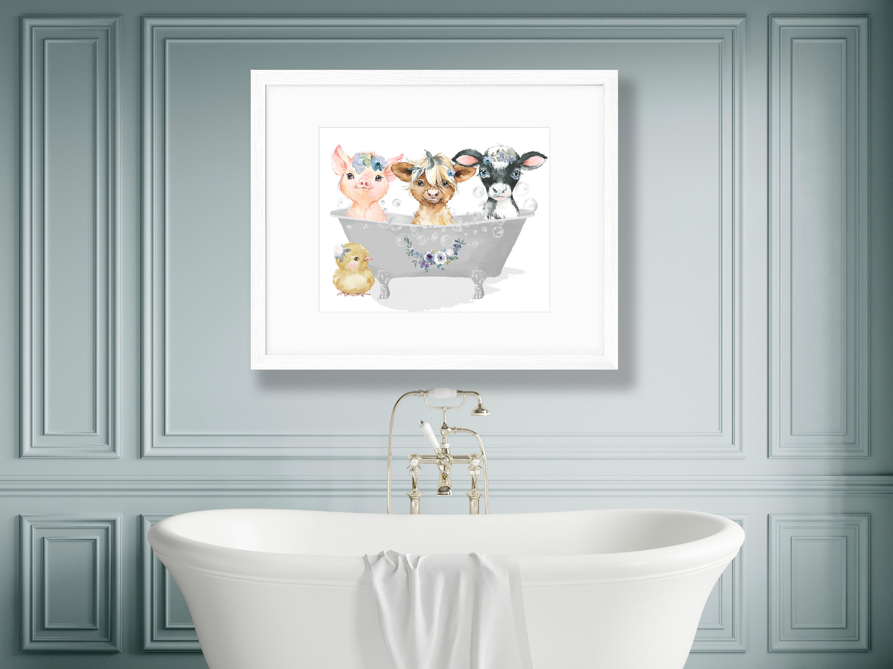 Animal Bathtub Print Kid Bathroom PRINTABLE WALL ART Farm - Etsy