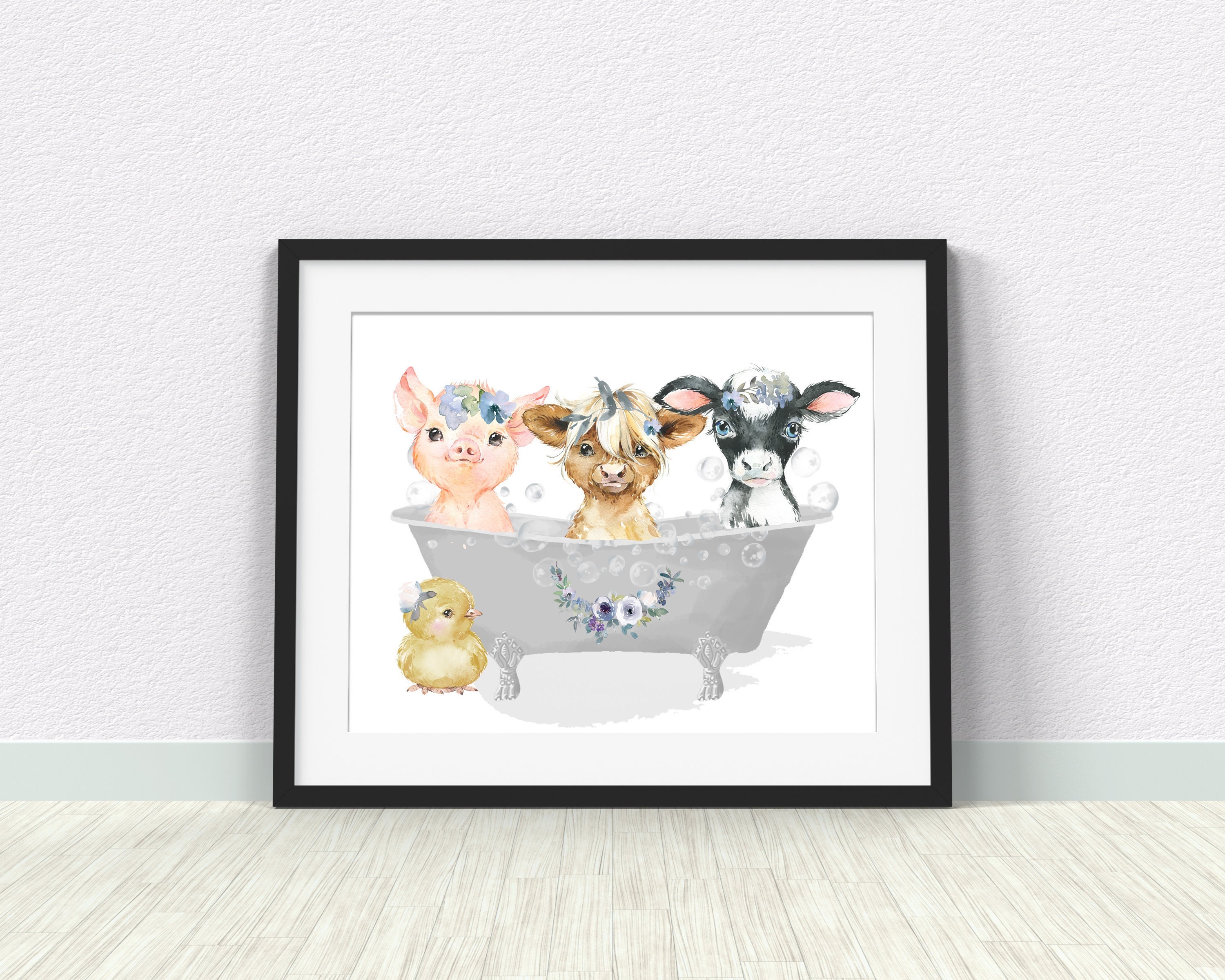 Animal Bathtub Print Kid Bathroom PRINTABLE WALL ART Farm - Etsy