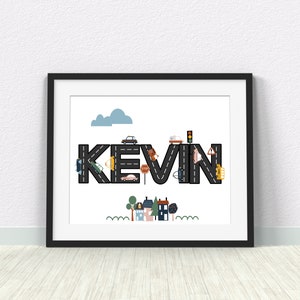 Personalized Boys Name Print, PRINTABLE WALL ART, Custom Name Print Nursery, Child Gift ...