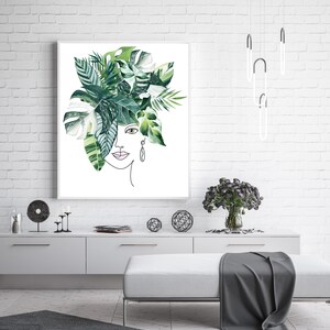 Plant Head Art FACE LINE Art Female Line Art Botanical - Etsy