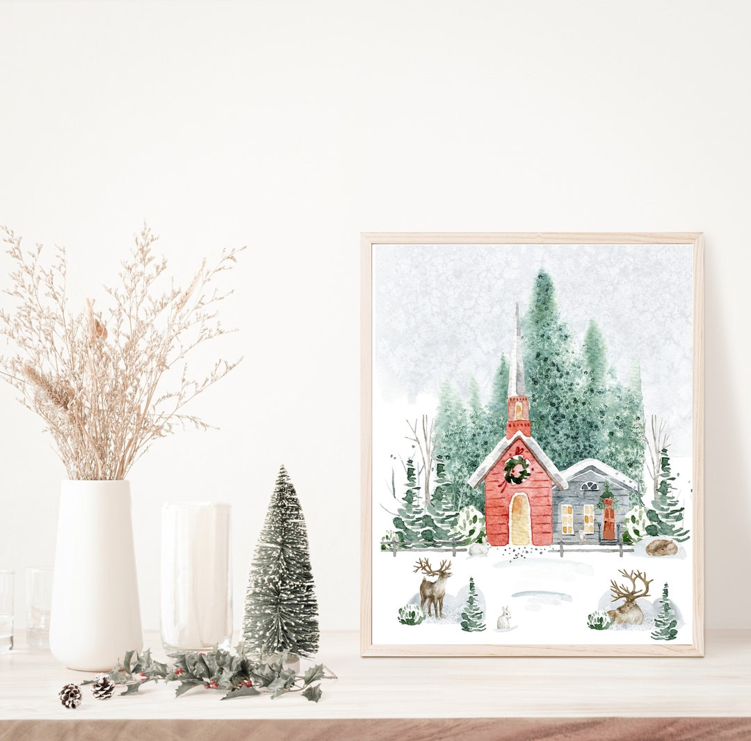 Winter Wall Print, Christmas Home Decor, Christmas PRINTABLE, Snowy ...