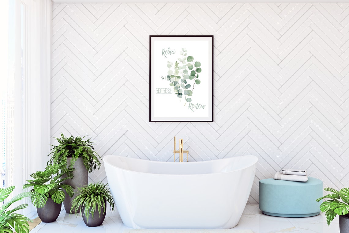 Botanical Bathroom Print PRINTABLE WALL ART Eucalyptus - Etsy