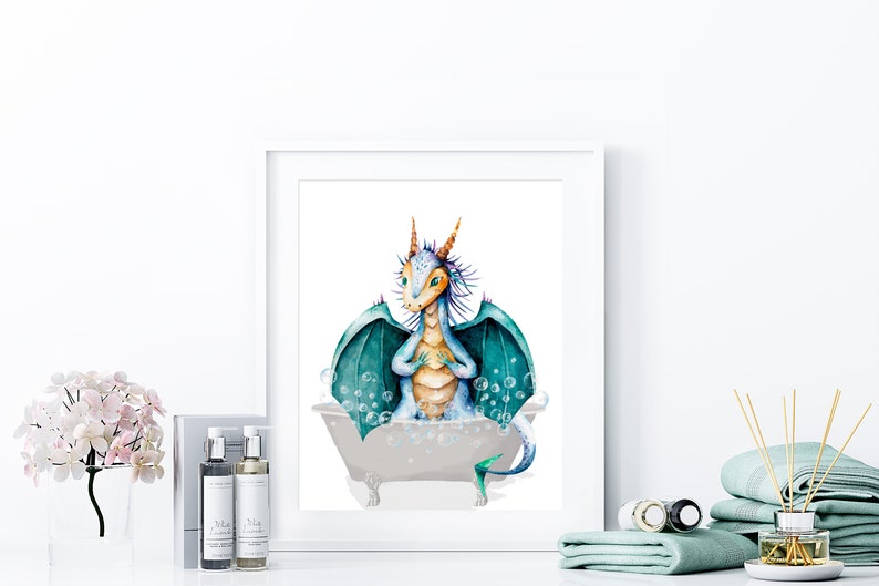 Dragon Bathtub Print Kids Bathroom PRINTABLE WALL ART Boys - Etsy