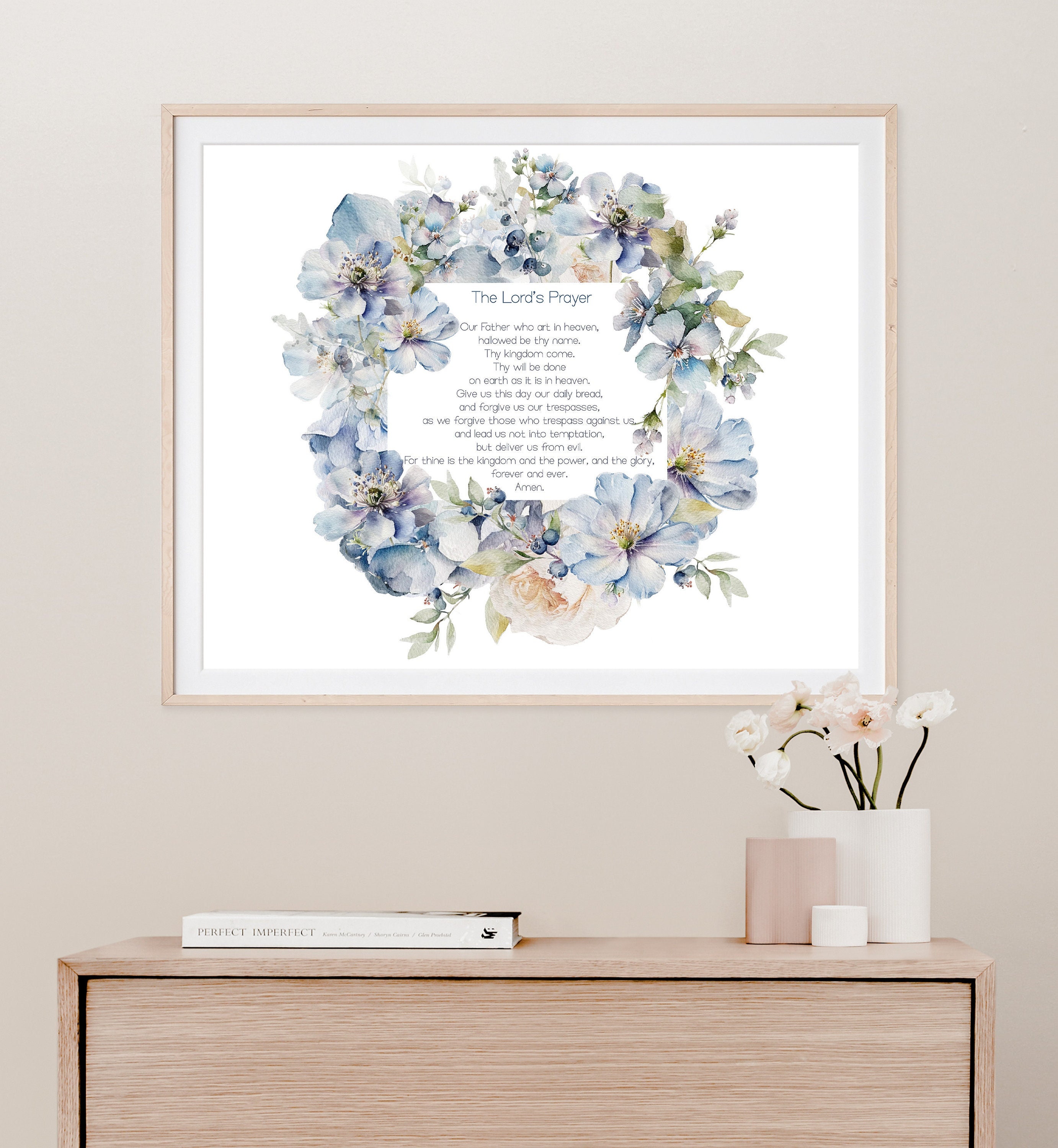 Floral Lord's Prayer Print: Christian Scripture Wall Art (Digital Download)