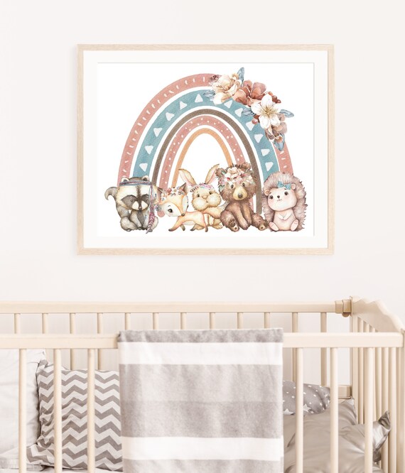 Boho Woodland Animals Nursery Art PRINTABLE WALL ART Boho Etsy