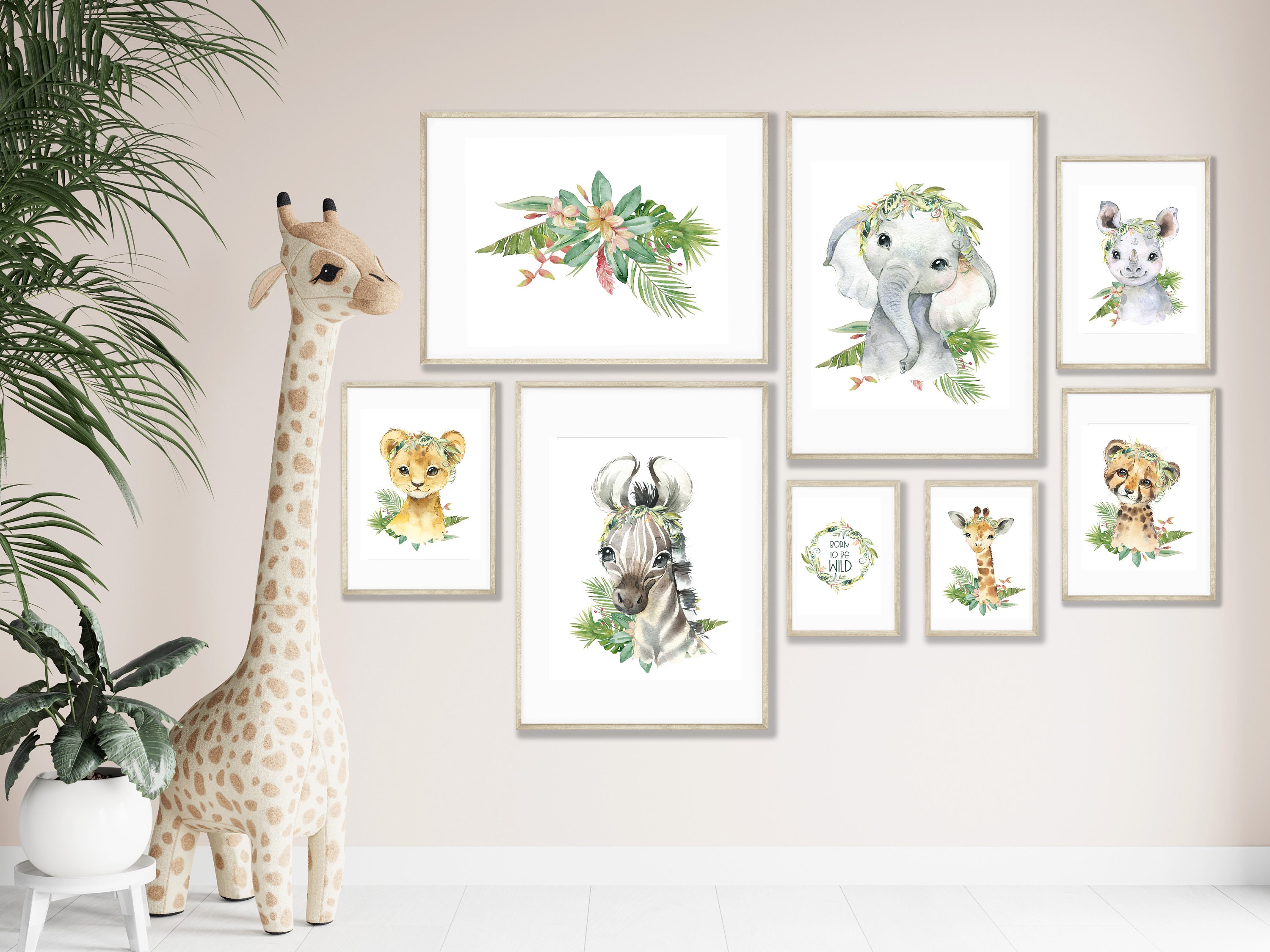 Safari Animal Nursery Wall Gallery PRINTABLE WALL ART Etsy