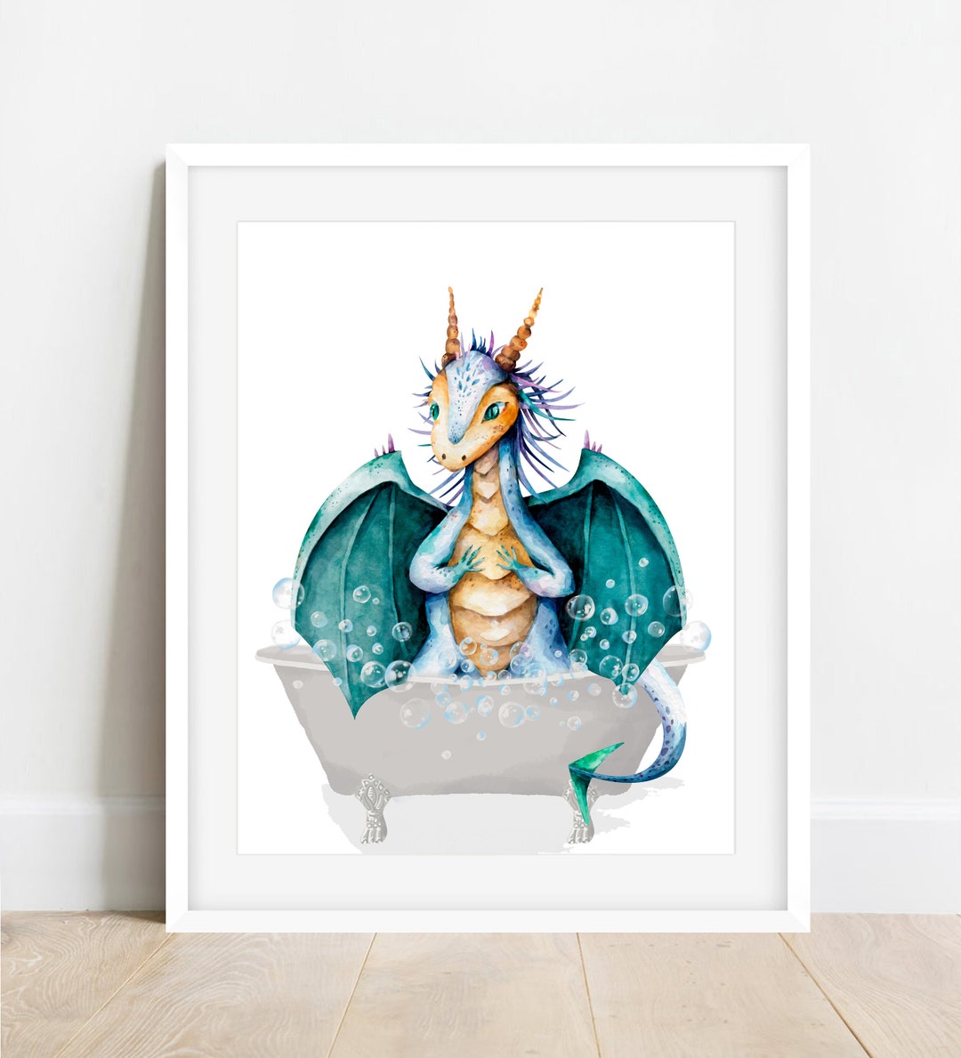 Dragon Bathtub Print, Kids Bathroom PRINTABLE WALL ART, Boys Bathroom ...