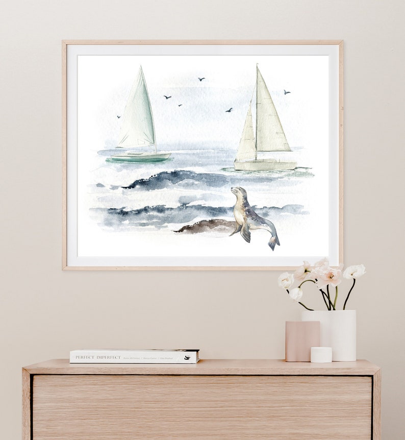 Watercolor Sailboat Prints Beach House Print PRINTABLE WALL Etsy