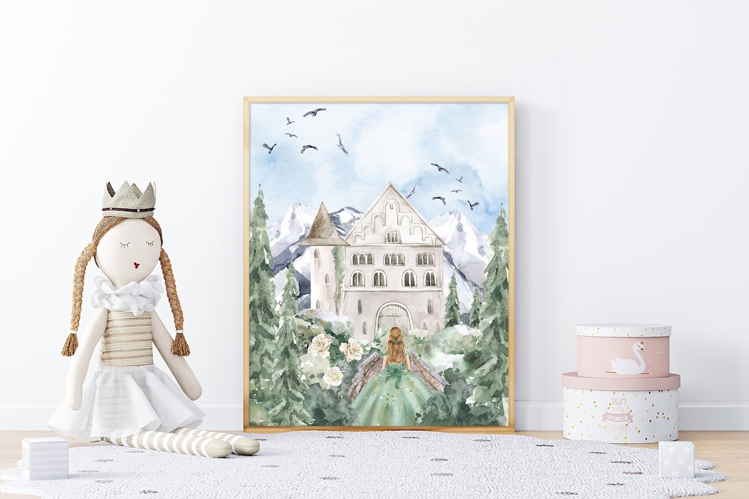 Princess Castle Wall Art, PRINTABLE WALL ART, Prints for Girls Room