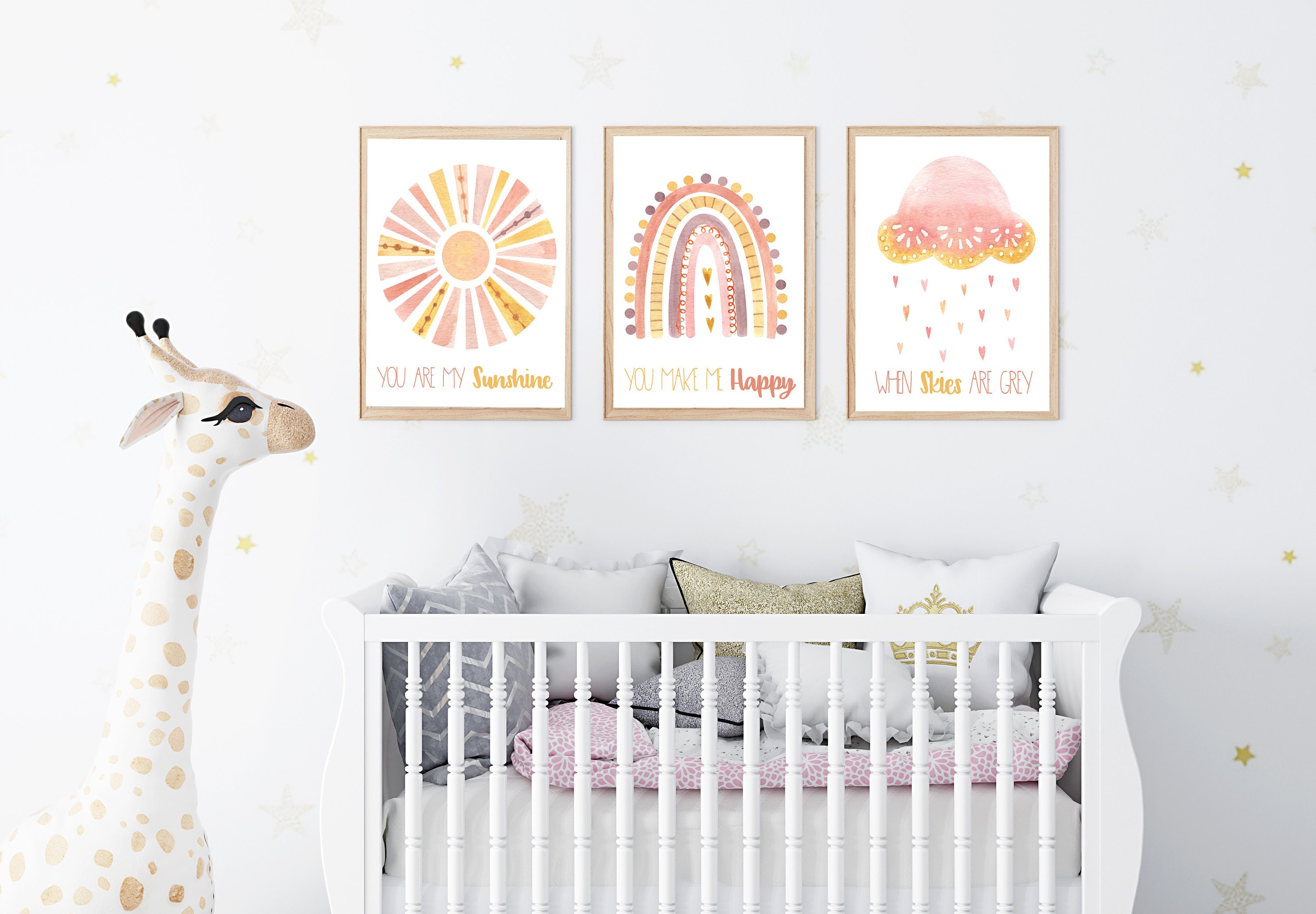 Boho Nursery Decor Set of 3 Boho Wall Art DIGITAL Etsy