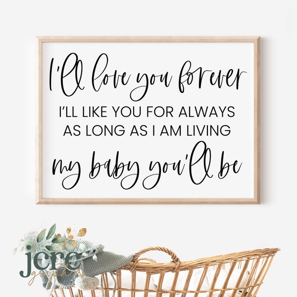 I'll Love You Forever I'll Like You For Always SVG | Nursery Wall Decor svg | Above Crib Sign svg | Nursery Sign svg | Baby Shower Gift