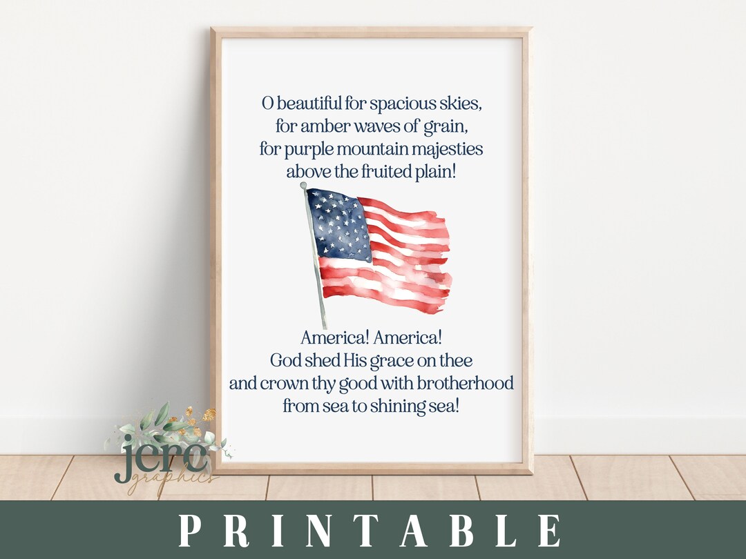 America the Beautiful PRINTABLE Jpg Png | Patriotic Design for 4th of ...