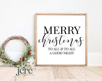 Frohe Weihnachten an alle und allen eine gute Nacht SVG | Weihnachts-Zeichen SVG | Weihnachten druckbare Wanddekor | Digitale Schnittdatei