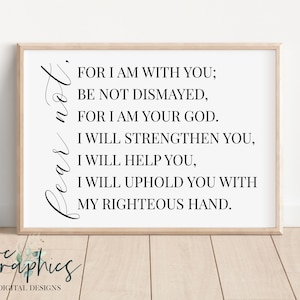 No temas porque estoy contigo SVG / Isaías 41:10 / Decoración de pared de las Escrituras svg / Arte de pared cristiana svg / Versículo de la Biblia svg / Religioso svg