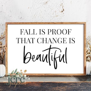 L'autunno è la prova che il cambiamento è bellissimo SVG / Autunno Home Decor Wall Art Design / Perfetto per creatori di cartelli, cuscini e altro / File di taglio digitale
