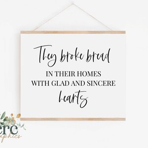 Partieron el pan en sus hogares con corazones alegres y sinceros SVG / Christian SVG / Bible Verse SVG / Kitchen Sign svg