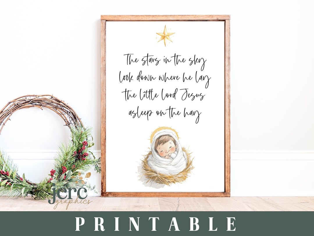 Away in A Manger PRINTABLE | Christmas Printable Wall Art Design ...