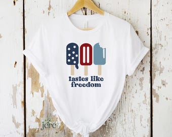 Patriotic Popsicle SVG | Tastes Like Freedom 4th of July Design | Digital Cut File