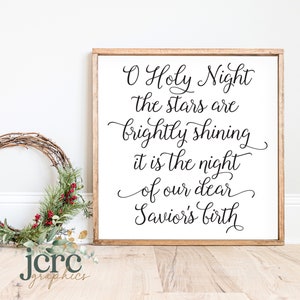 Oh sainte nuit SVG | Paroles de chanson de Noël | Signe de Noël SVG | Plaque imprimable des Fêtes | Enseigne de ferme moderne | Fichier numérique