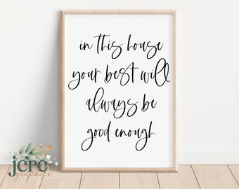 Cartello In Legno Rustico 'In This House Your Best Will Always Be Good Enough' – 22,9 X 45,7 Cm – Cornice Inclusa