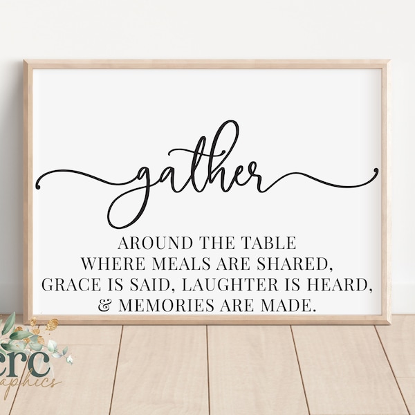 Gather Around The Table SVG | Gather Here svg | Dining Room Sign svg | Kitchen Sign | Kitchen Decor | Modern Farmhouse Sign