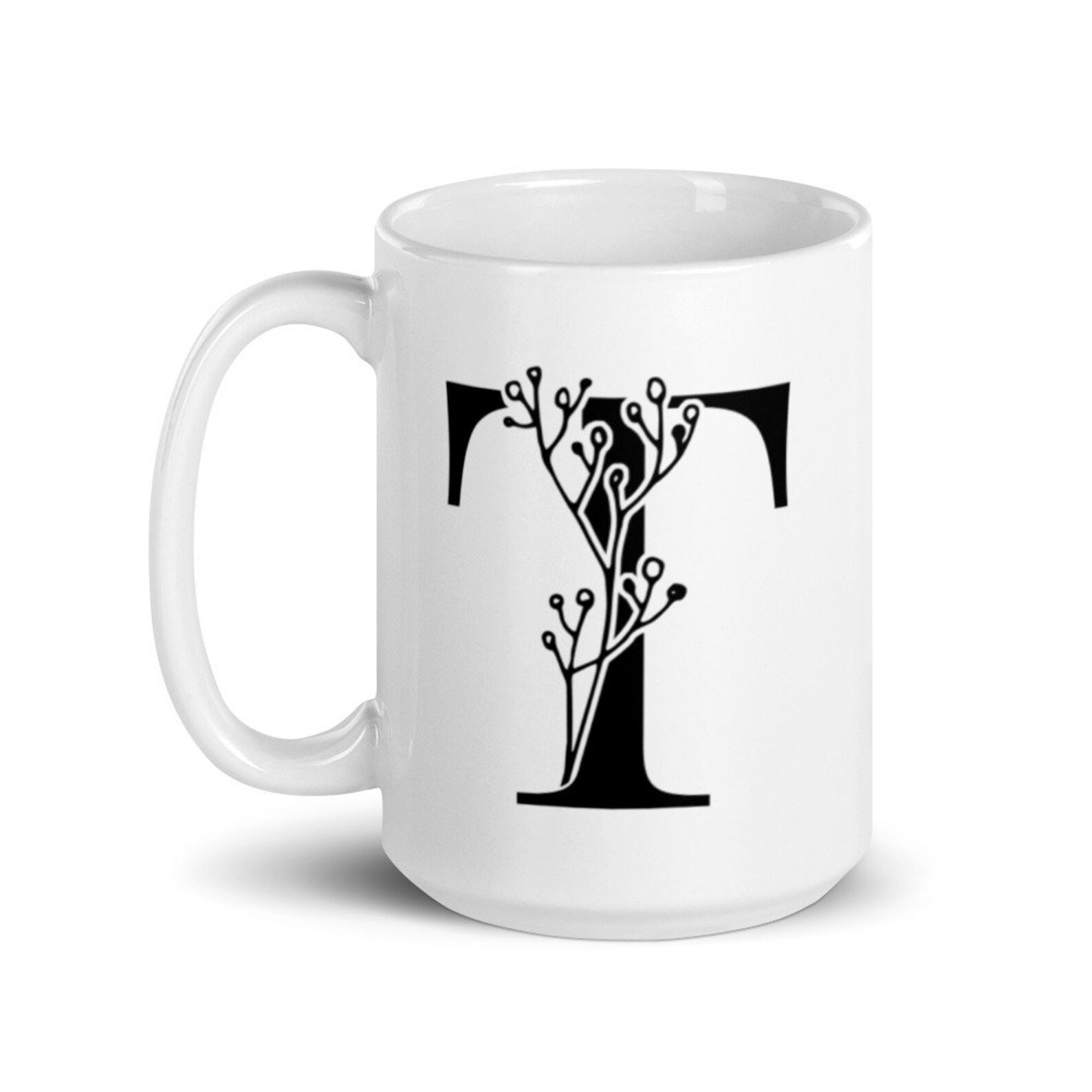 Personalized Gloss white Mug Custom Name Initial Mug Etsy