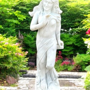 Elegant Lady Statue in White Marble Unique Handmade Art Piece for Exterior & Interior Decoration