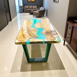 Acacia Wood Epoxy Resin Table Top | Dining | Bartop Table Top | Live Edge Wooden Table Top | Resin River Table Top (Customisable)