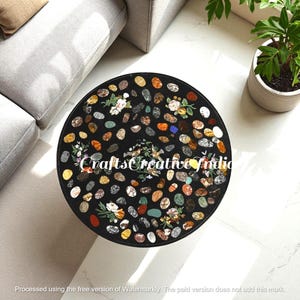 Marble Round Top Coffee Table Antique Mosaic Pattern Multi Precious Gemstones Home Decor Furniture