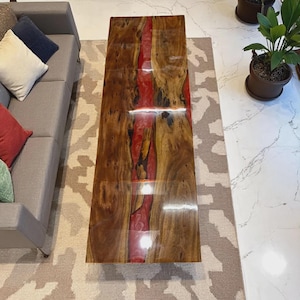 Dining Table with Epoxy Resin Rectangle Slab Top Custom To Order Home Interior Luxury Furniture