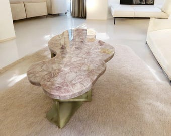 Pink Rose Quartz Center Table Top for Home & Farmhouse Decor