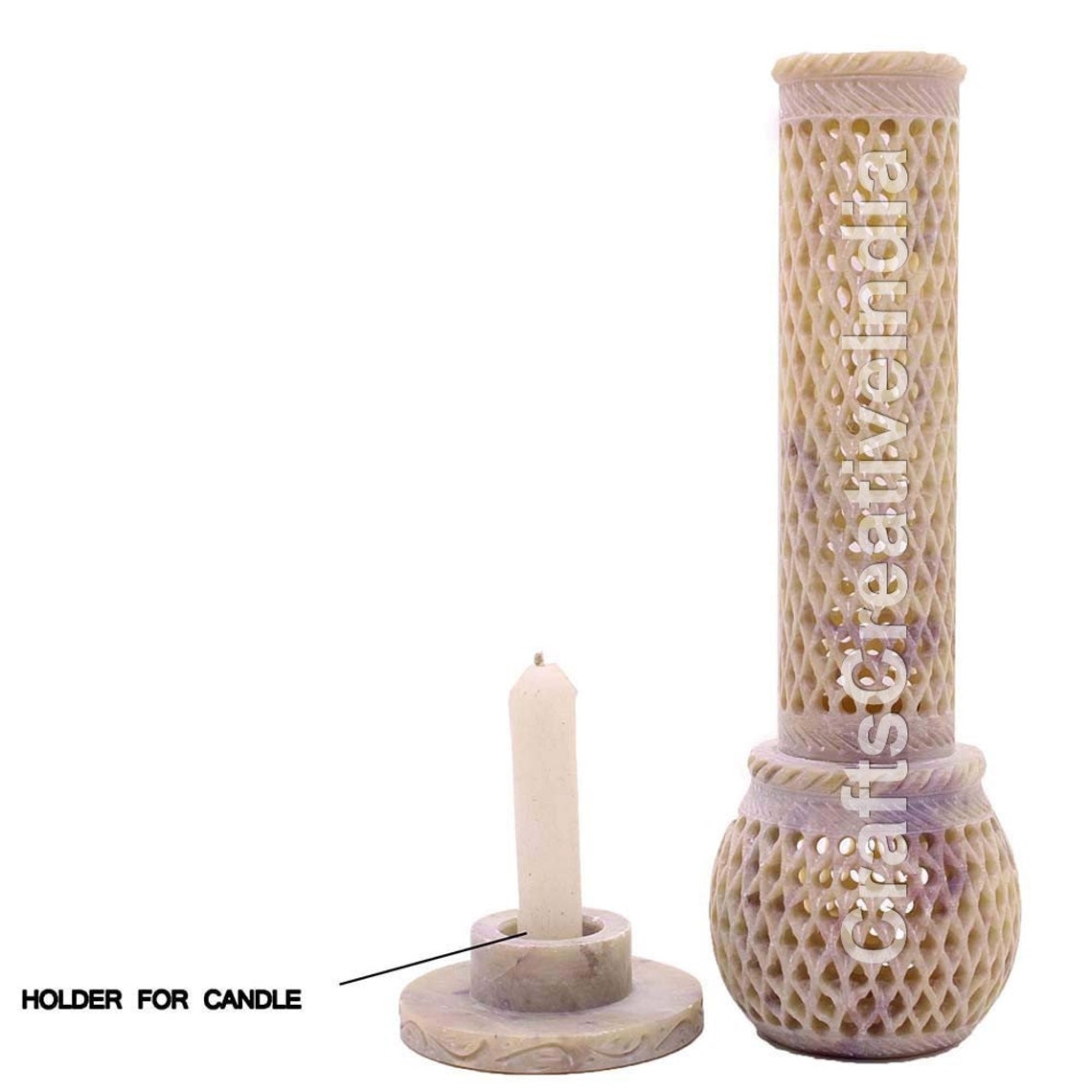 10.5 Natural Soapstone Marble Candle Incense Holder Jali Etsy