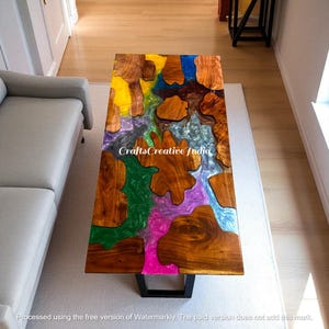 Multicolor Epoxy River Table Top / Custom Epoxy Tables / Resin Dining Table / Live  Edge Wood Table / Made To Order / Handmade Furniture