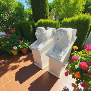 Escultura de león de mármol blanco natural, estatua grande tallada a mano, decoración para el hogar y el jardín.