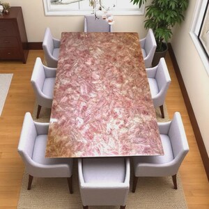 Rose Quartz Dining Table Top for Home Indoor/Outdoor Centerpiece Decor Furniture
