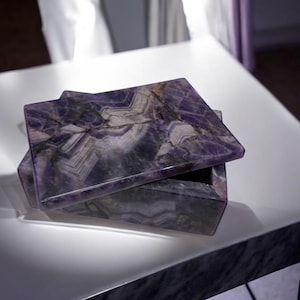 Handgemachte Schmuckschatulle natürliche Amethyst Edelstein Kristall einzigartiges Geschenk für sie