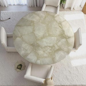 White Quartz Agate Coffee Table for Hallway Interior